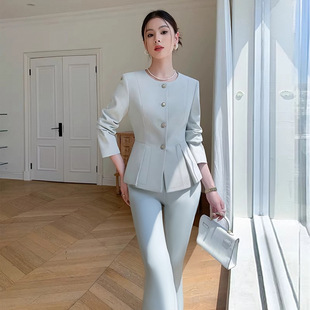 轻奢感香风西装长裤套装女春时尚显瘦透气干练培训师行政前台正装