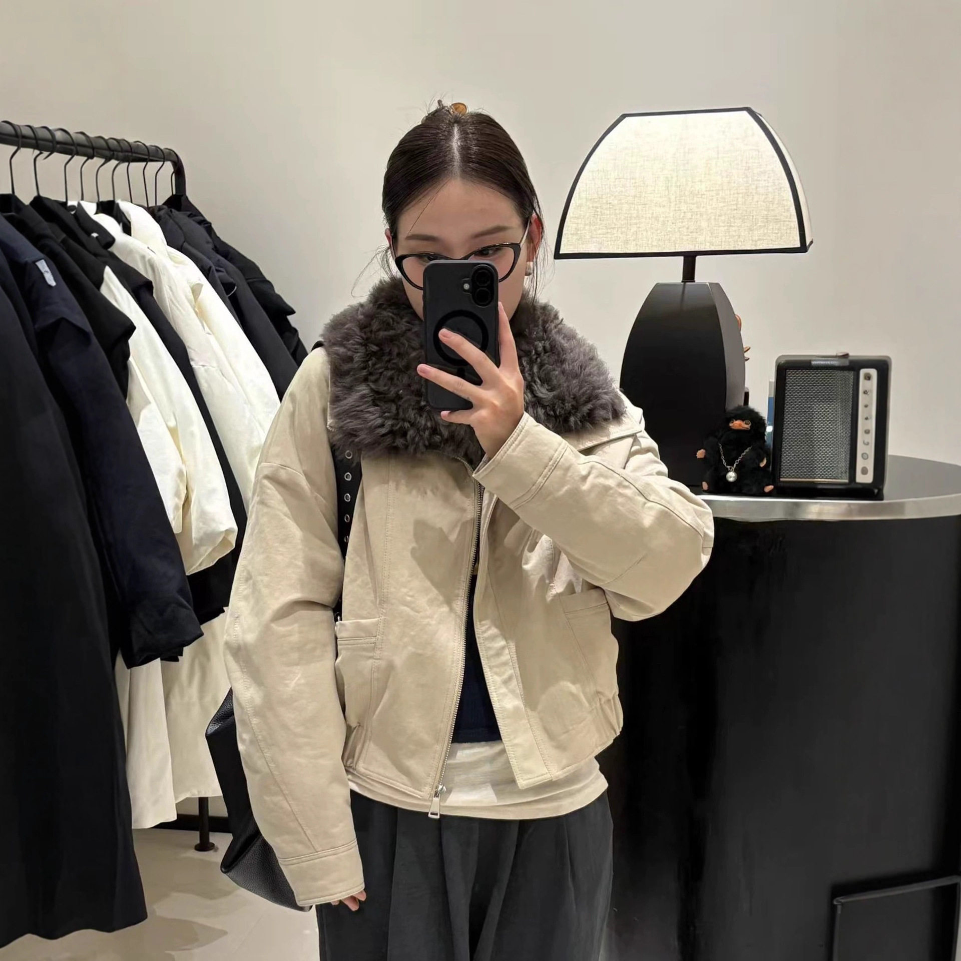 【欧货羊毛】皮毛一体皮草外套女白鹅绒羽绒服韩版大衣派克服外套