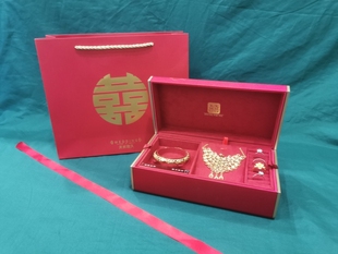 加高加大龙凤双手镯盒凤钗盒聘礼定亲订婚结婚三金五金首饰包装盒