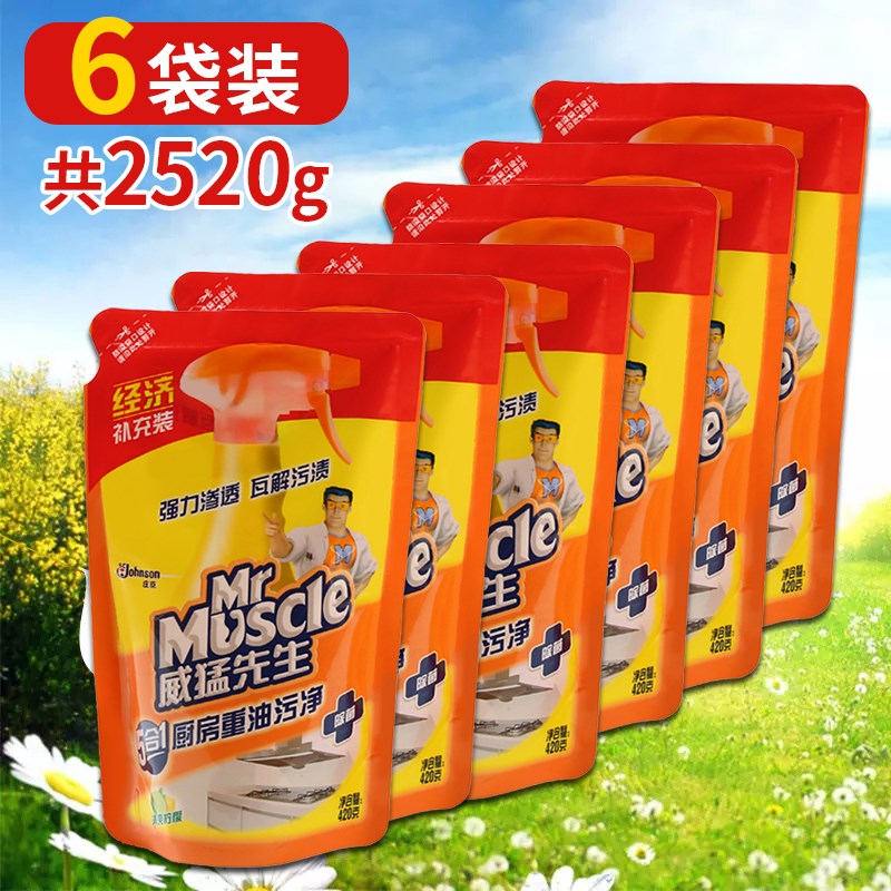 ÍþÃÍÏÈÉú³ø·¿ÖØÓÍÎÛ¾»Çå½à¼Á420g*6´üÓÍÑÌ»úÇåÏ´²¹³ä´ü×°Ç¿Á¦È¥ÓÍ