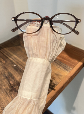 超轻tr90书呆子眼镜椭圆冷茶平光镜素颜眼镜框女可近视凹造型