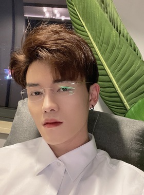 ins风韩无框眼镜型男文艺范超轻防辐射平光镜女街拍禁欲可配近视