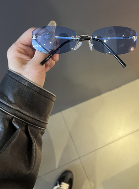 jennie同款无框蓝色太阳镜