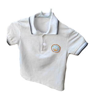 白色翻领polo衫校服短袖来图定制咸阳市渭城区风轮小学校服同款