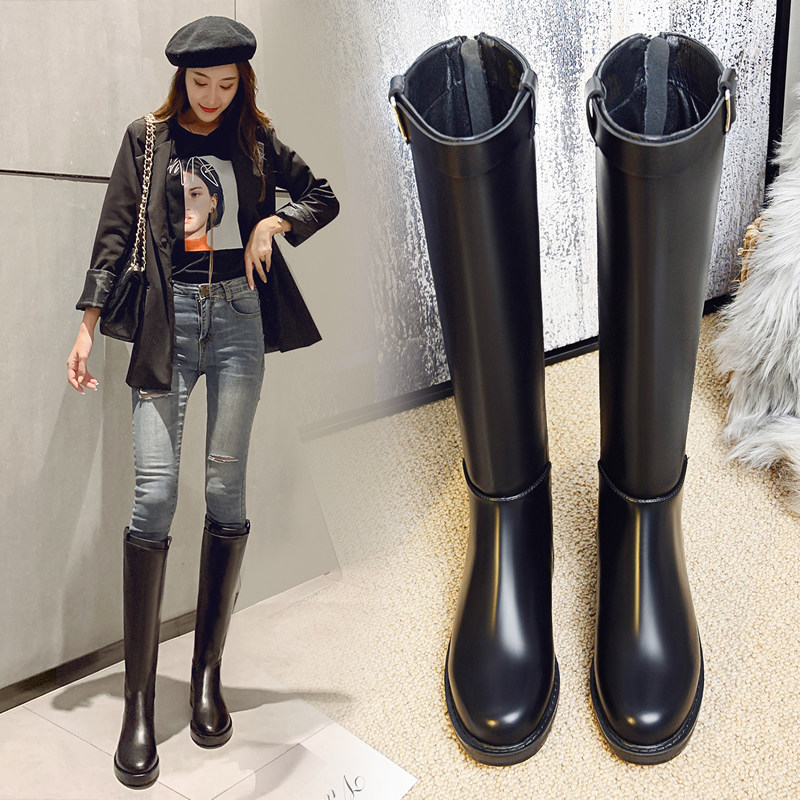 长靴女不过膝秋冬加绒平底2026新款皮靴小个子欧美网红高筒靴学生