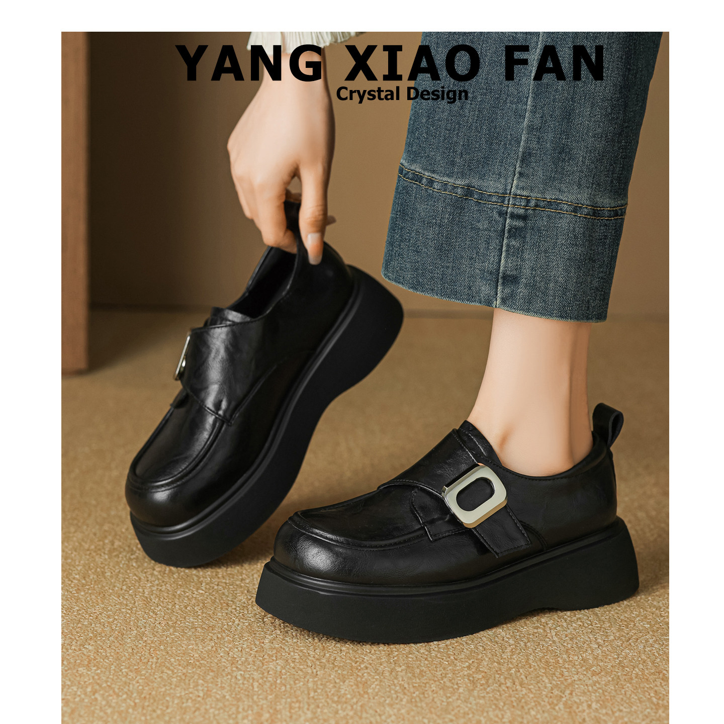 【退换包邮】真皮魔术贴乐福鞋