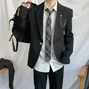 上野2025原创 dk制服西装外套男高级感休闲西服一粒扣学院风DK