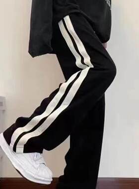 男女童春秋裤休闲裤2026新款中大童学生裤百搭两杆印花运动阔腿裤
