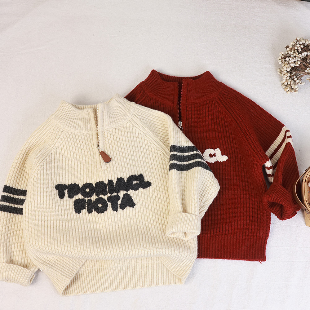 儿童冬季厚款拉链毛衣男童