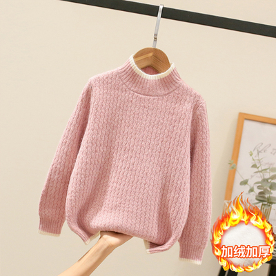 女童毛衣秋冬季加绒加厚半高领