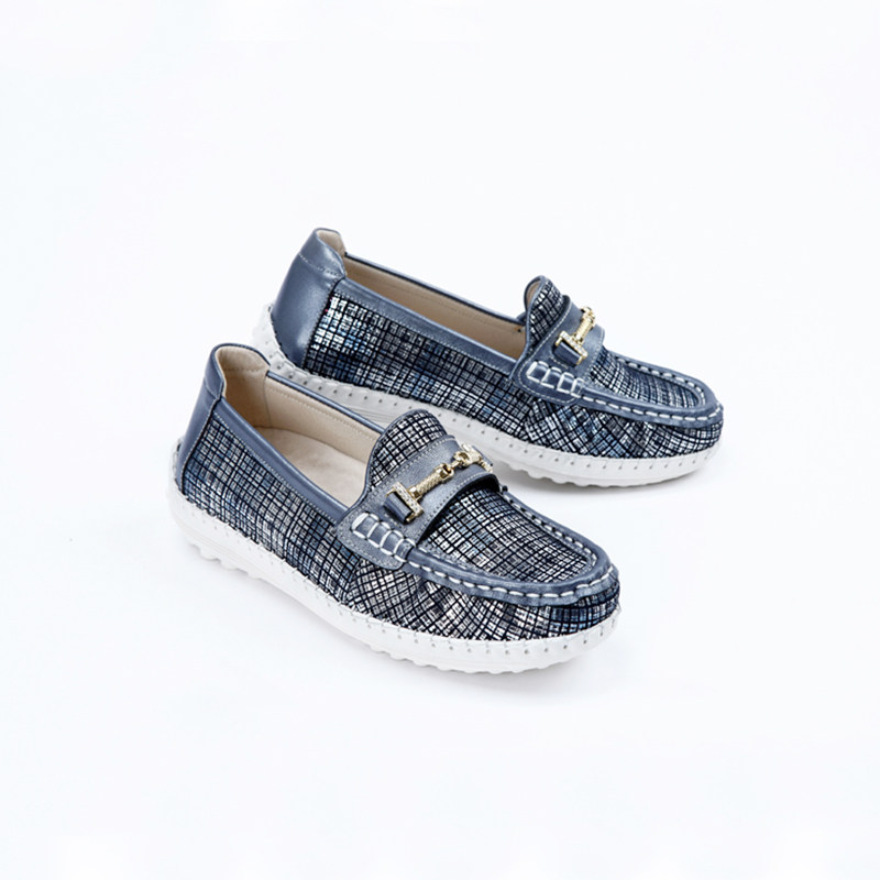 normady羊皮格纹手工休闲女鞋