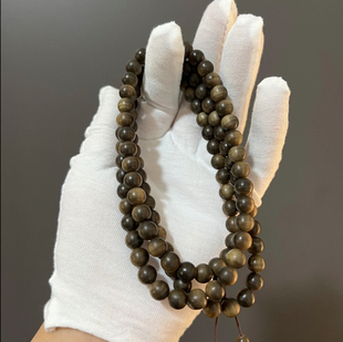 文昌阁供奉料沉水印度迈索尔老山檀香阴沉土埋手串0.8/108颗横纹