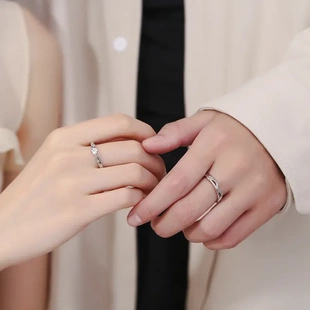 戒指情侣对戒纯银999丘比特之箭戒指小众设计感送女友一生挚爱