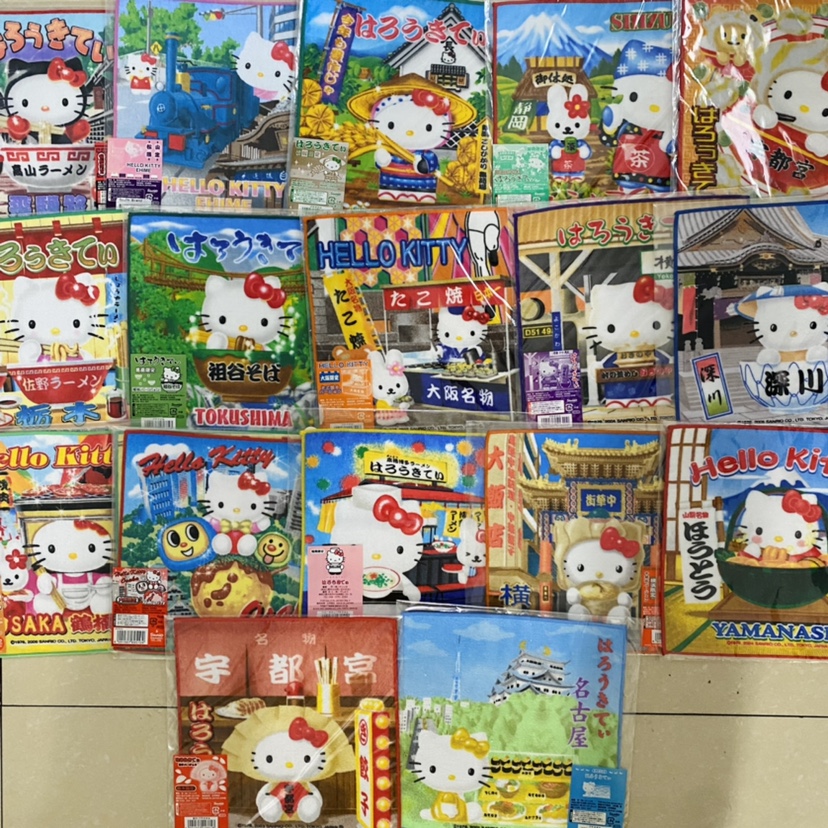 正版hello Kitty小方巾 毛巾 地域限定 吃面 厨师端面 采茶