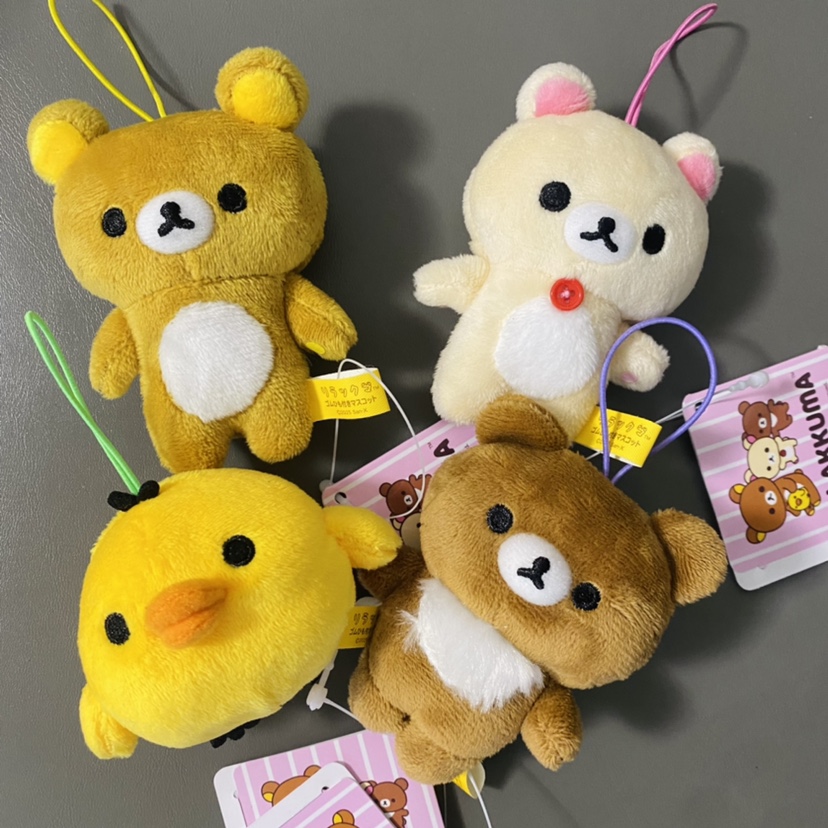 弹力绳 日本正版sanx轻松熊毛绒挂件 熊哥熊妹熊弟鼻孔鸡