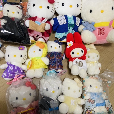 中古海淘hello Kitty 柠檬老料公仔玩偶 美乐蒂红头 和服温泉泡澡