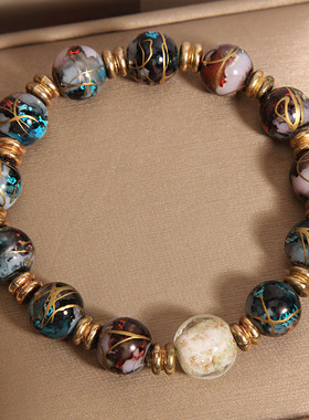 香灰琉璃手串女古法琉璃手链手环