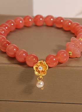 天然盐源玛瑙轻奢可爱小熊手链女