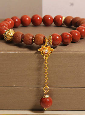 新中式串珠南红手链女檀木手串