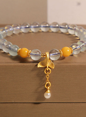 海蓝宝水晶手链女轻奢鱼尾手串