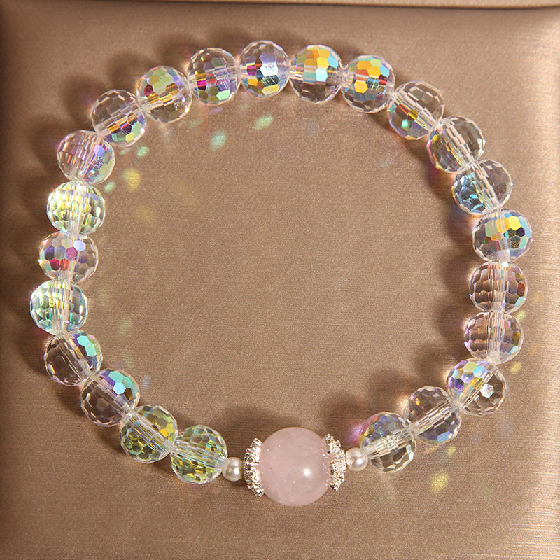 新中式小清新白水晶手链女轻奢小众精致高级感粉晶转运珠手串手环