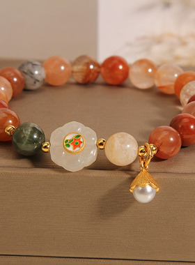 天然水晶福禄寿手链和田白玉首饰