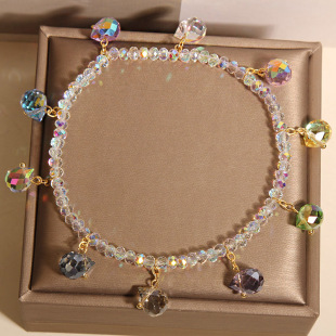 新中式 水滴吊坠足链送闺蜜礼物 超闪水晶脚链女轻奢小众高级感时尚