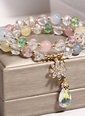 超仙森系双层ins小众风水晶手链