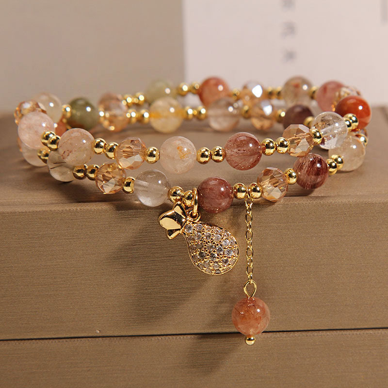 天然彩发晶双层手链女夏ins小众设计复古手串轻奢高级感叠戴手饰,饰品/流行首饰/时尚饰品新,手链,淘宝优惠券,粉丝福利购,淘宝优惠卷