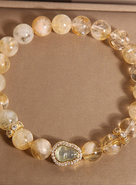 天然金发晶水晶手链女轻奢小众高级感招财转运黄塔晶葫芦手串手环