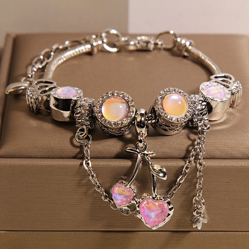 潘家风格手链女轻奢小众精致时尚森系甜美粉色樱桃手串送闺蜜礼物