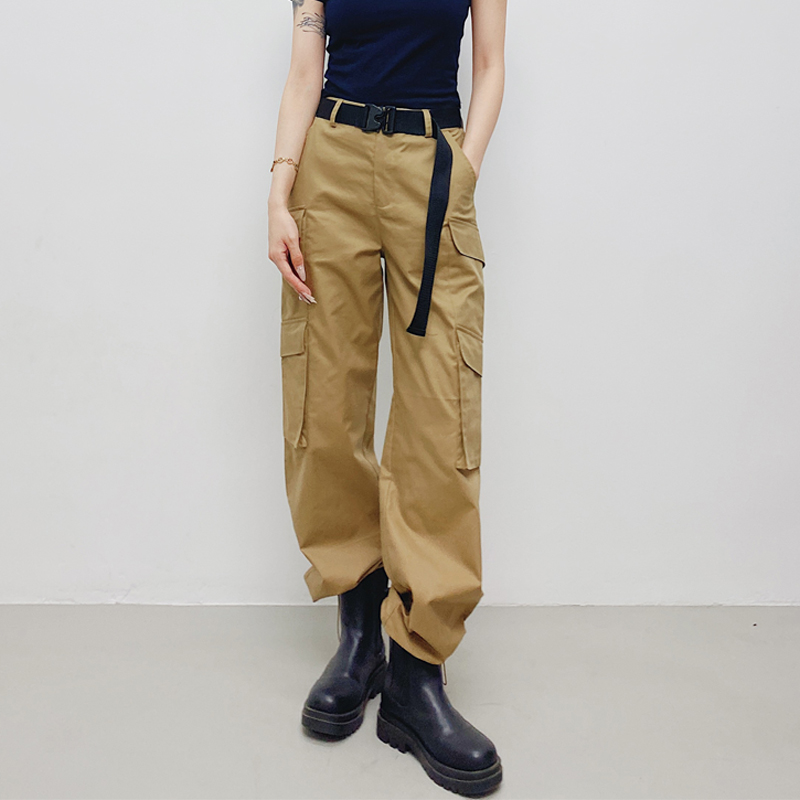 高腰休闲运动长裤显瘦工装裤