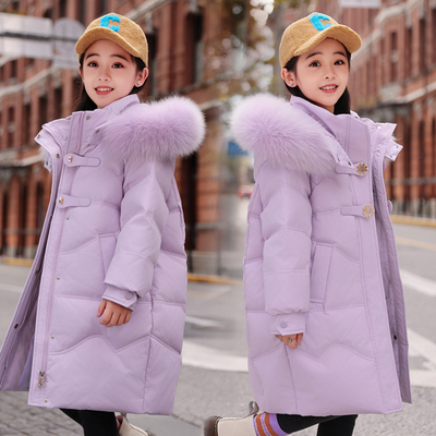 2025新款巴拉橙儿童羽绒服女童中长款加厚韩版童装中大童冬装外套