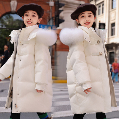 2025新款巴拉橙儿童羽绒服女童中长款加厚中大童韩版洋气外套冬