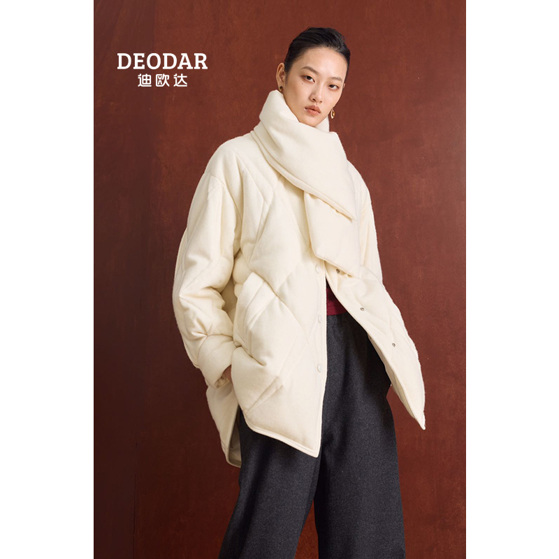 迪欧达鹅绒服女2025冬季新款轻奢高级感宽松保暖90白鹅绒羽绒服