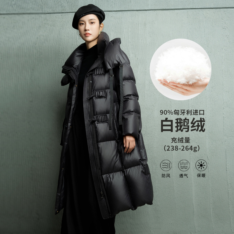 迪欧达长款90白鹅绒羽绒服
