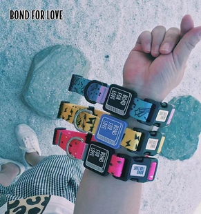 Bond for love 多色宠物狗项圈金毛泰迪比熊松狮织带颈圈