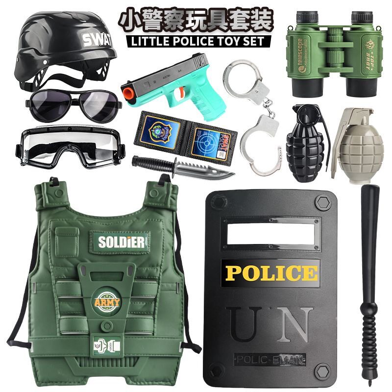 儿童小警察玩具套装备头盔小交警特警帽子过家家声光道具