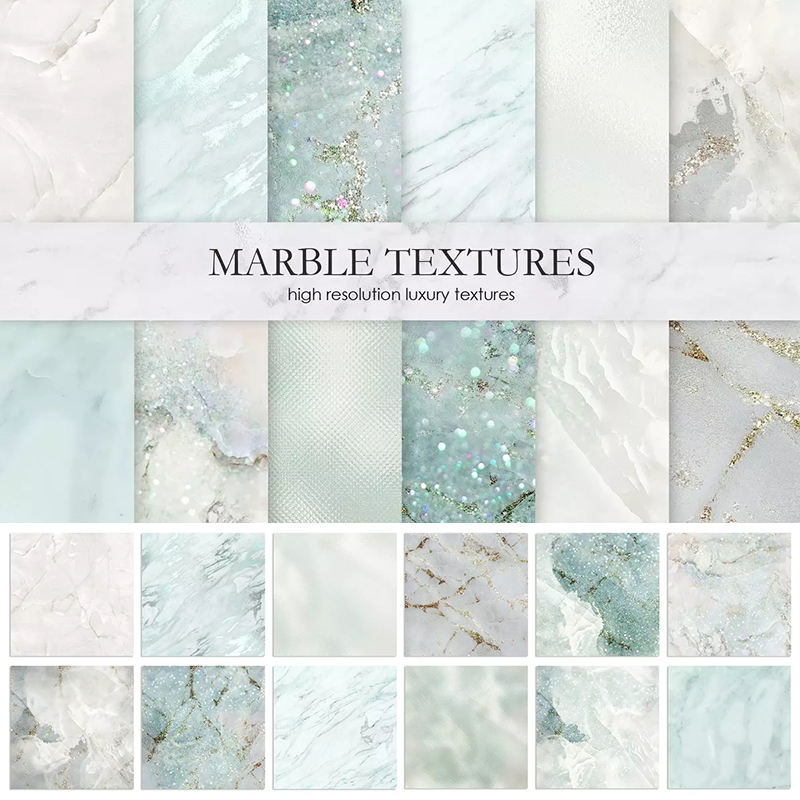 ins风小清新简约青绿白金色大理石水彩纹理贴图肌理底纹图案素材