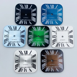 手表改装配件27MM方形表盘无夜光太阳纹字面适配NH35/NH36机芯