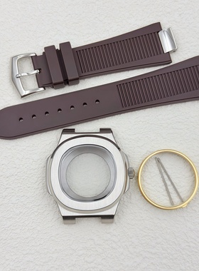 NH35表壳41MM鹦鹉螺表壳橡胶带套装蓝宝石玻璃适合NH38/NH70机芯