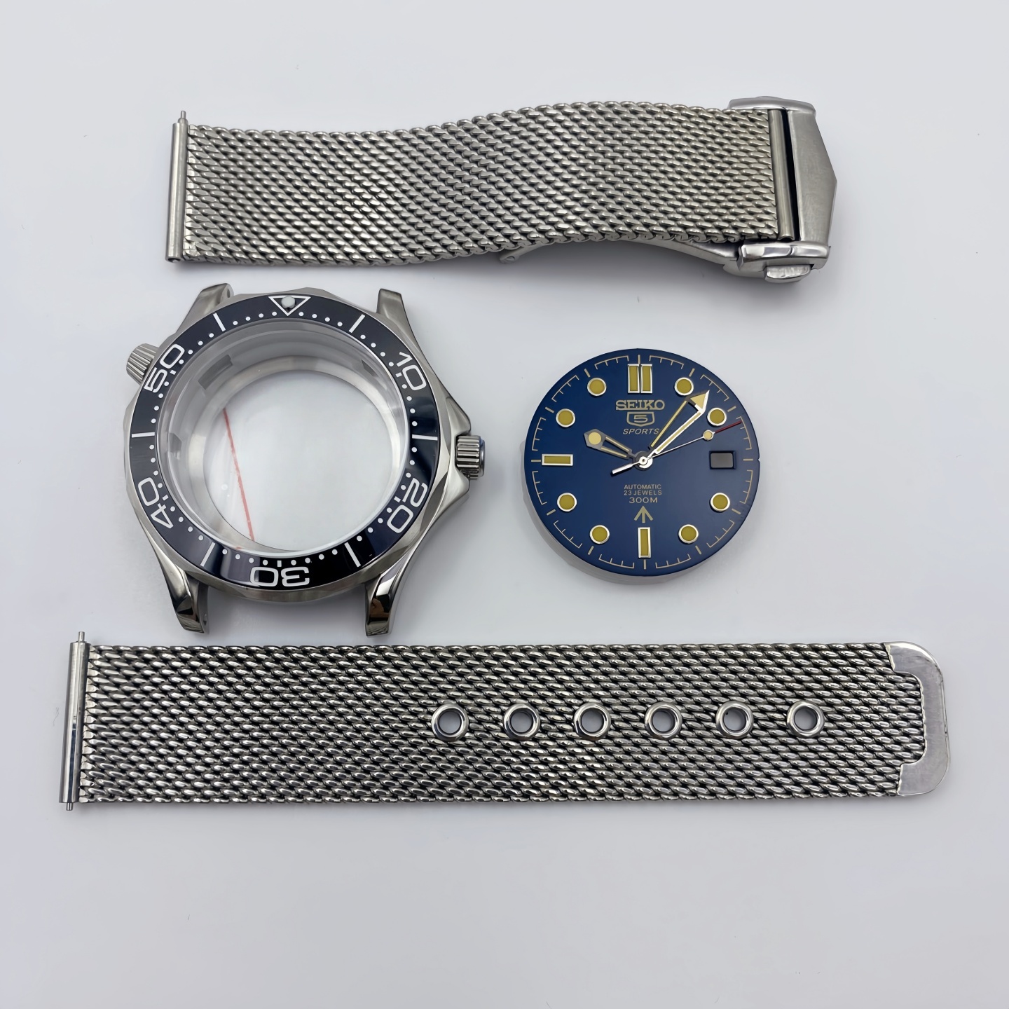 41MM海马300精钢表壳网带表盘针