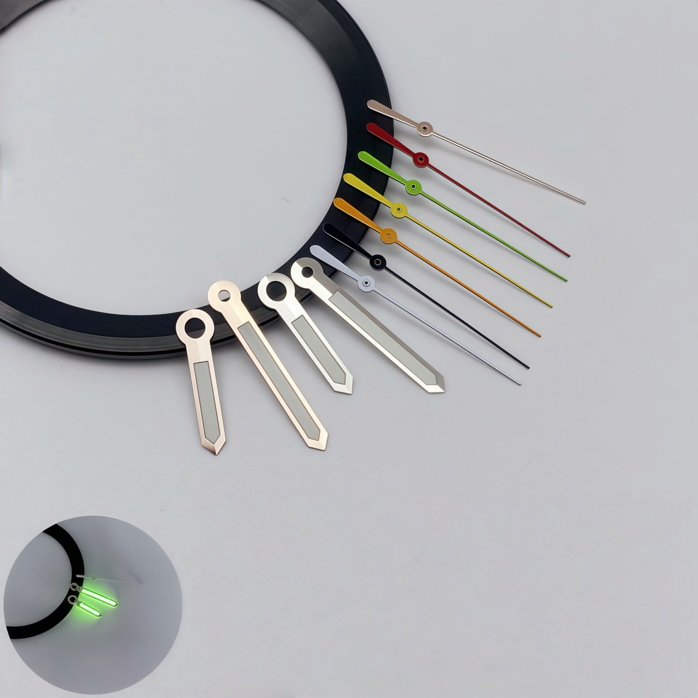 NH35机芯配件手雷表针强绿夜光针