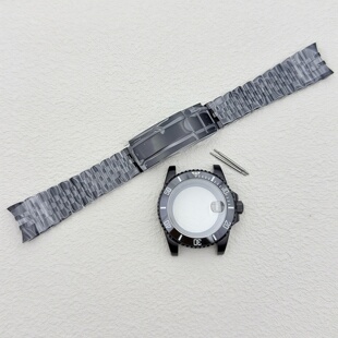 40MM全黑表壳蓝宝石玻璃水鬼游艇表壳表带套装适装NH34/NH35表壳