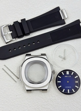 NH35改装配件41MM鹦鹉螺表壳胶带表盘针套装蓝宝石玻璃适NH35机芯