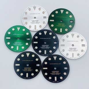 NH36 NH35 SUB水鬼表盘28.5MM太阳纹冰蓝夜光字面改装 手表配件适装