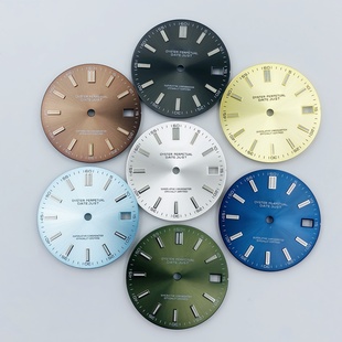 新款 NH36机芯 28.5MM表盘日志太阳纹表盘双条钉绿夜光字面适NH35
