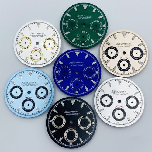 新款29.5MM三眼表盘配件绿夜光