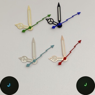 NH35/NH36表针手表改装配件奔驰标指针配彩色闪电针强绿冰蓝夜光