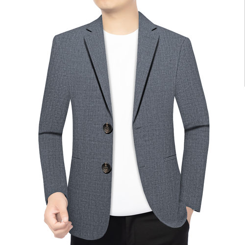朗郡男装春季新款欧版休闲西装修身中年西服单西男上衣外套